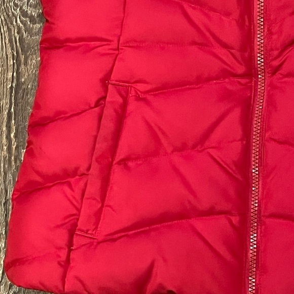 EDDIE BAUER Puffer Vest Goose Down Sherpa Gray Red Quilted Zip Jacket Womens XS - Picture 10 of 13